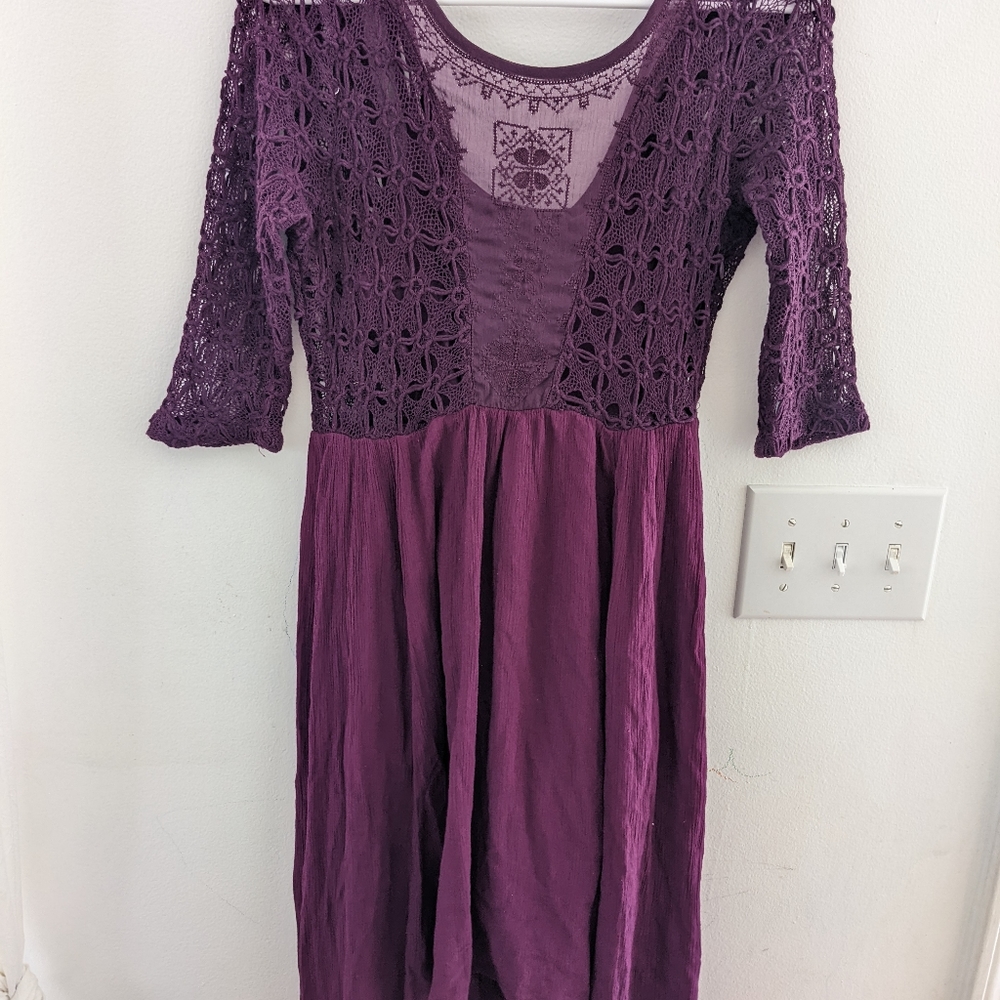 Plum colored lace high-low Free people dress sz M